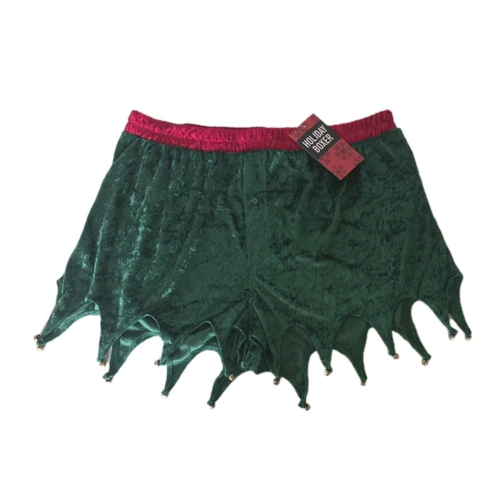 NEW Max Deco Christmas Green Elf Boxer Shorts W Bells Mens Size XL Extra Large